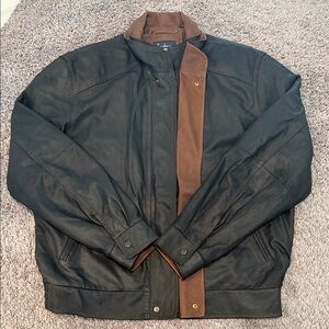 Men's Black and Brown Bomber Jacket